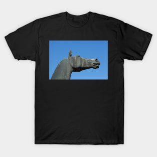 Neighing stallion sculpture, Nienburg an der Weser, Lower Saxony, Germany, Europe T-Shirt